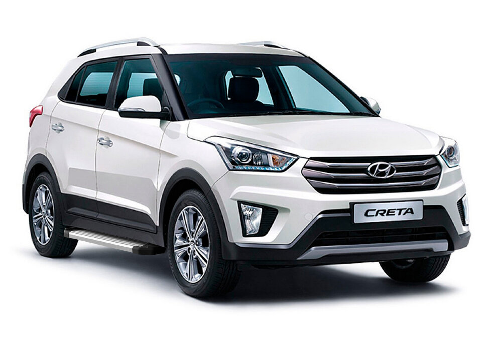 Пороги площадки (подножки) "Silver" AutoMax для Hyundai Creta I 2016-2021, 173 см, 2 шт., алюминий, AMS.F173S.2303.1 купить недорого