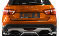 Защита заднего бампера d42 уголки Rival для Lada Vesta Cross универсал 2017-н.в., нерж. сталь, 2 части, R.6007.007
