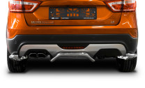 Защита заднего бампера d42 уголки Rival для Lada Vesta Cross универсал 2017-н.в., нерж. сталь, 2 части, R.6007.007