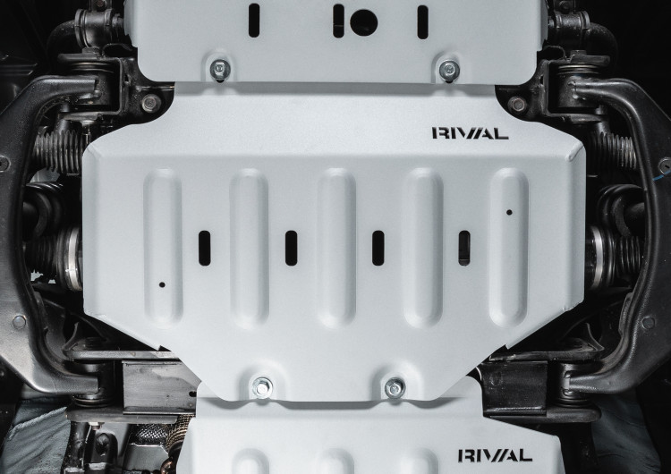Защита картера Rival для Tank 500 4WD АКПП (V - 2.0T; 3.0T) 2023-н.в., алюминий 6 мм, с крепежом, штампованная, 333.4802.1.6