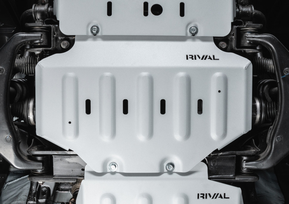 Защита картера Rival для Tank 500 4WD АКПП (V - 2.0T; 3.0T) 2023-н.в., алюминий 6 мм, с крепежом, штампованная, 333.4802.1.6