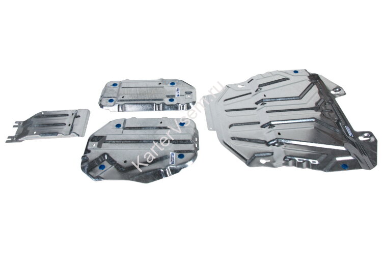 Защита картера, КПП, топливного бака и редуктора Rival для Lexus NX 250 2021-н.в., оцинкованная сталь 1.5 мм, с крепежом, штампованная, 4 части, KZZZ.9534.1