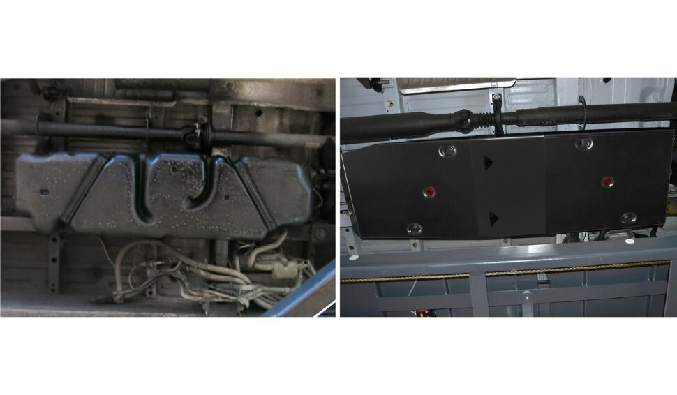 Защита топливного бака АвтоБроня для Mercedes-Benz Sprinter W906 RWD (311 CDI, 315 CDI) 2006-2019, сталь 1.8 мм, с крепежом, 111.03907.1