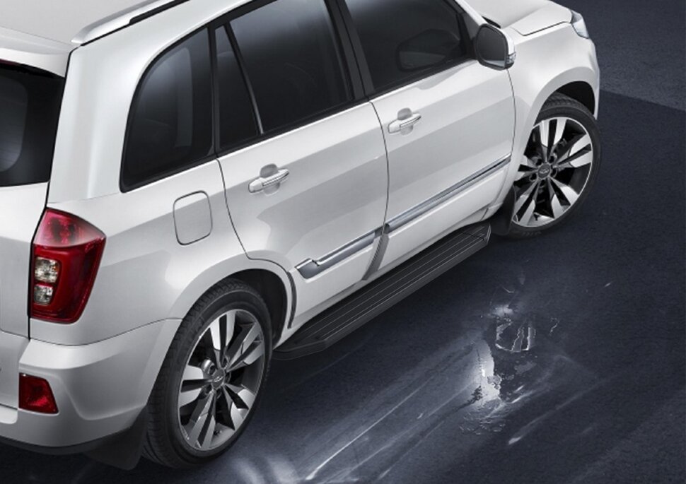 Пороги площадки (подножки) "Premium-Black" Rival для Chery Tiggo 3 2017-2020, 160 см, 2 шт., алюминий, A160ALB.0903.1 с доставкой по всей России