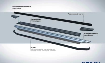 Пороги на автомобиль (подножки) "Premium-Black" Rival для Ford Ranger III 2011-2015, 193 см, 2 шт., алюминий, A193ALB.1803.1