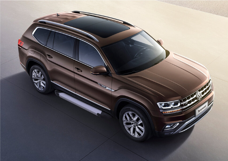 Пороги площадки (подножки) "Silver" Rival для Volkswagen Teramont 2017-2020, 193 см, 2 шт., алюминий, F193AL.5805.1 купить недорого
