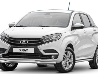 Защита переднего бампера d57 волна Rival для Lada XRay 2015-н.в., нерж. сталь, R.6003.002