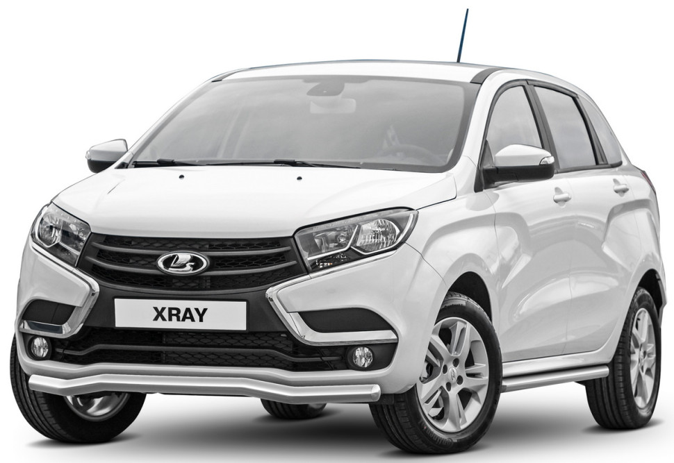 Защита переднего бампера d57 волна Rival для Lada XRay 2015-н.в., нерж. сталь, R.6003.002