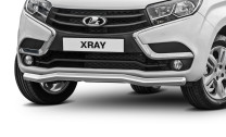 Защита переднего бампера d57 волна Rival для Lada XRay 2015-н.в., нерж. сталь, R.6003.002