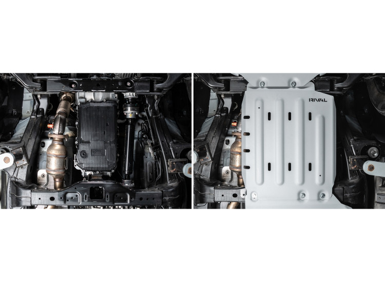 Защита КПП Rival для Tank 500 4WD АКПП (V - 3.0T) 2023-н.в., алюминий 6 мм, с крепежом, штампованная, 333.4803.1.6