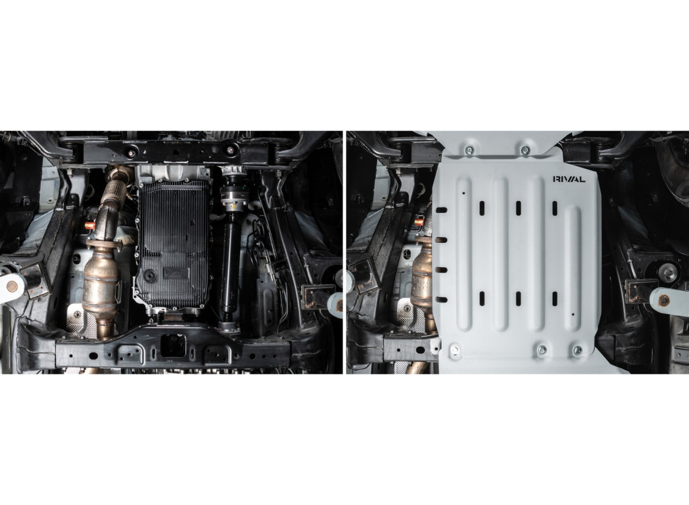 Защита КПП Rival для Tank 500 4WD АКПП (V - 3.0T) 2023-н.в., алюминий 6 мм, с крепежом, штампованная, 333.4803.1.6