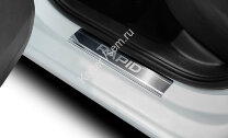 Накладки на пороги AutoMax для Skoda Rapid I, II 2013-2020 2020-н.в., нерж. сталь, с надписью, 4 шт., AMSKRAP01