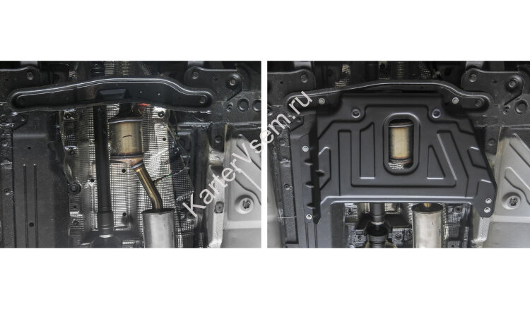 Защита кислородного датчика AutoMax для Renault Kaptur 2016-2020, сталь 1.4 мм, с крепежом, штампованная, AM.4725.3