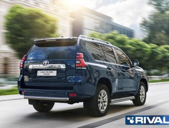 Защита заднего бампера d76 Короткая + комплект крепежа, RIVAL, Toyota Land Cruiser 150 Prado 2017-