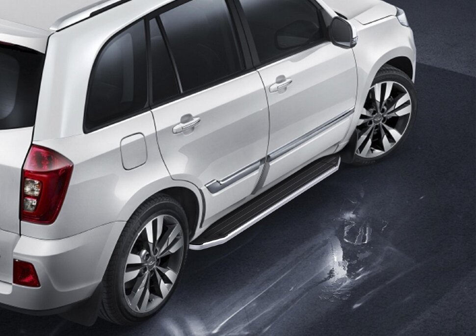 Пороги площадки (подножки) "Premium" Rival для Chery Tiggo 3 2017-2020, 160 см, 2 шт., алюминий, A160ALP.0903.1 с доставкой по всей России