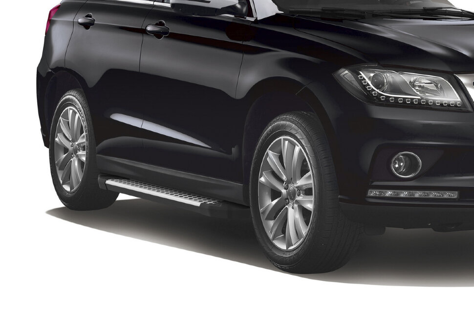 Пороги площадки (подножки) "Bmw-Style круг" Rival для Haval H2 2014-2020, 173 см, 2 шт., алюминий, D173AL.9401.1 с доставкой по всей России