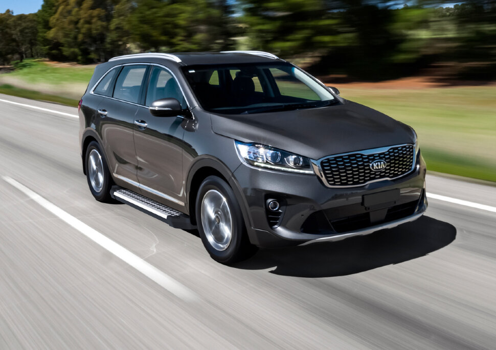 Пороги площадки (подножки) "Bmw-Style круг" Rival для Kia Sorento III Prime рестайлинг 2017-2020, 180 см, 2 шт., алюминий, D180AL.2803.4 купить недорого