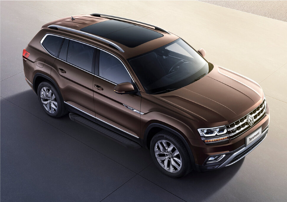 Пороги площадки (подножки) "Black" Rival для Volkswagen Teramont 2017-2020, 193 см, 2 шт., алюминий, F193ALB.5805.1 купить недорого