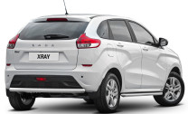 Защита заднего бампера d57 Rival для Lada XRay 2015-н.в., нерж. сталь, R.6003.006