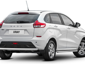Защита заднего бампера d57 Rival для Lada XRay 2015-н.в., нерж. сталь, R.6003.006