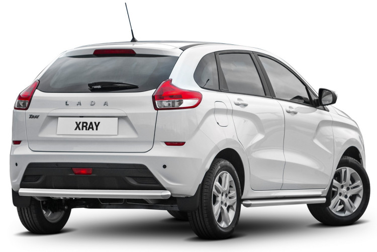 Защита заднего бампера d57 Rival для Lada XRay 2015-н.в., нерж. сталь, R.6003.006