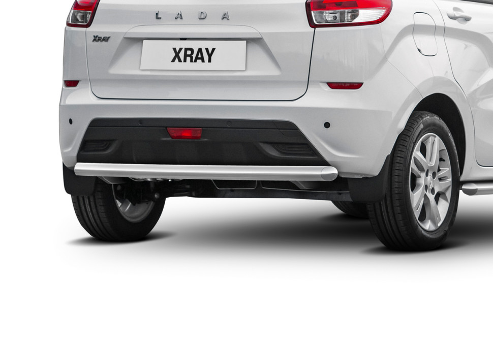 Защита заднего бампера d57 Rival для Lada XRay 2015-н.в., нерж. сталь, R.6003.006