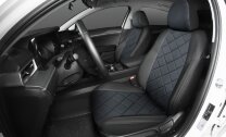 Авточехлы Rival Ромб (зад. спинка 40/60) для сидений Hyundai Elantra VII седан 2021-н.в., алькантара/эко-кожа, черные, SC.2307.4