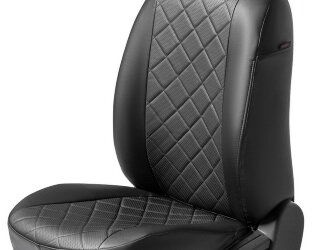 Авточехлы Rival Ромб (зад. спинка 40/60) для сидений Skoda Rapid II лифтбек (с задним подлокотником) 2020-н.в./Volkswagen Polo VI лифтбек (с задним подлокотником) 2020-н.в., эко-кожа, черные, SC.5108.2