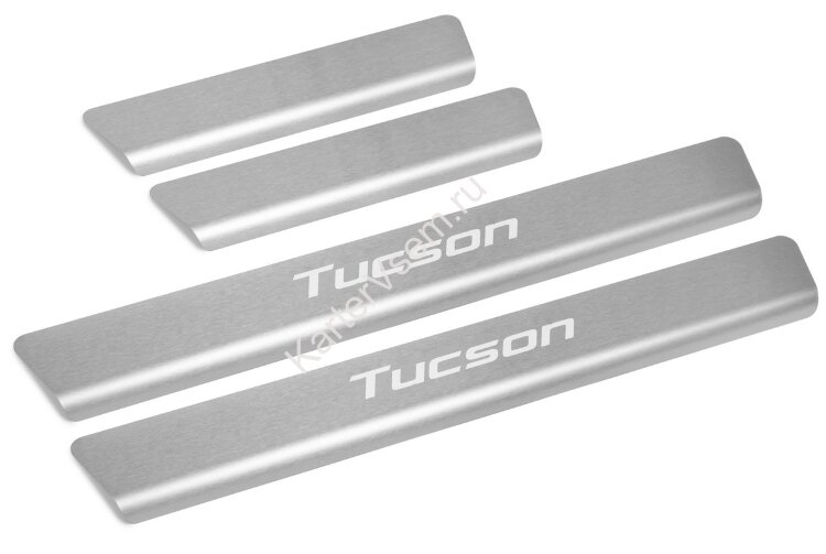 Накладки на пороги Rival для Hyundai Tucson IV 2021-н.в., нерж. сталь, с надписью, 4 шт., NP.2316.3 купить недорого