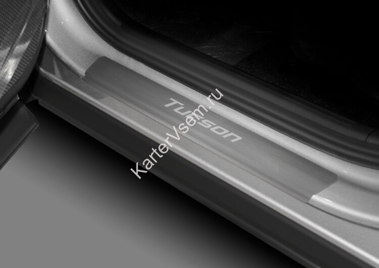 Накладки на пороги Rival для Hyundai Tucson IV 2021-н.в., нерж. сталь, с надписью, 4 шт., NP.2316.3 с доставкой по всей России