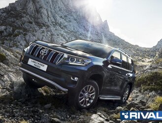 Защита переднего бампера d57 Волна + комплект крепежа, RIVAL, Toyota Land Cruiser 150 Prado 2017-