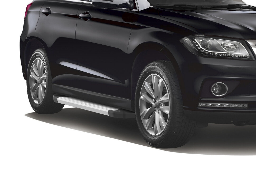Пороги площадки (подножки) "Silver" Rival для Haval H2 2014-2020, 173 см, 2 шт., алюминий, F173AL.9401.1 с доставкой по всей России