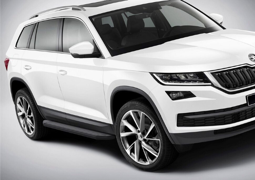 Пороги площадки (подножки) "Premium-Black" Rival для Skoda Kodiaq 2017-н.в., 180 см, 2 шт., алюминий, A180ALB.5102.2 купить недорого