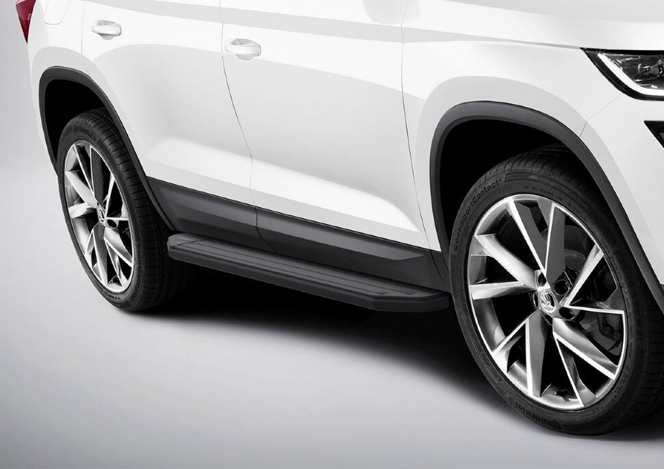 Пороги площадки (подножки) "Premium-Black" Rival для Skoda Kodiaq 2017-н.в., 180 см, 2 шт., алюминий, A180ALB.5102.2 с доставкой по всей России
