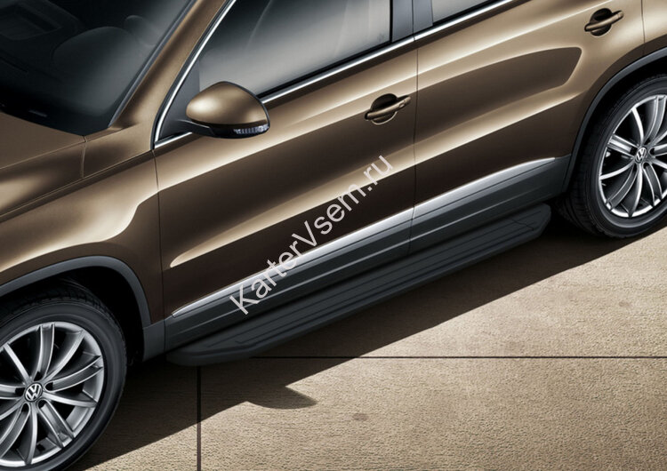 Пороги площадки (подножки) "Premium-Black" Rival для Volkswagen Tiguan I 2007-2017, 173 см, 2 шт., алюминий, A173ALB.5802.2