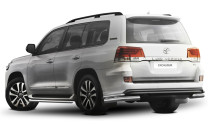 Защита заднего бампера d76+d42 уголки Rival для Toyota Land Cruiser 200 рестайлинг (Excalibur) 2017-н.в., нерж. сталь, 2 части, R.5719.004