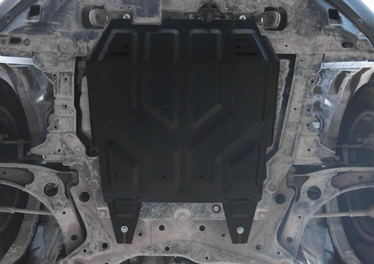 Защита картера и КПП Rival для Mitsubishi ASX I рестайлинг 2020-н.в., сталь 1.5 мм, с крепежом, штампованная, 111.4037.1