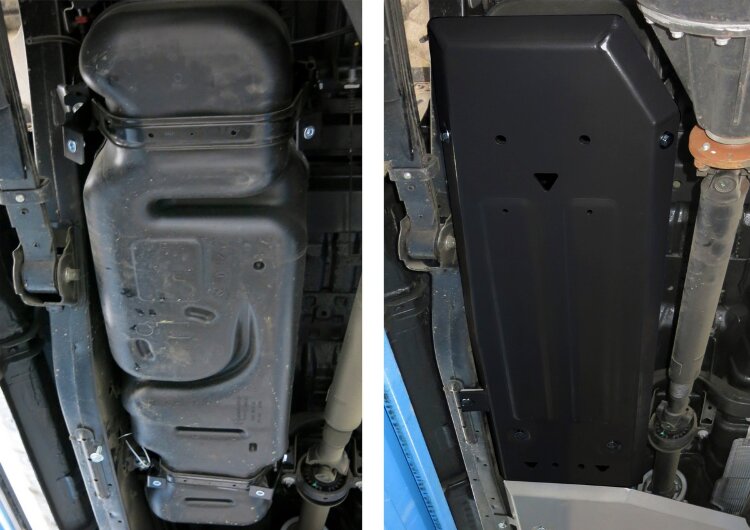 Защита топливного бака АвтоБроня для Ford Ranger III поколение 2011-2015, штампованная, сталь 1.8 мм, с крепежом, 111.01845.2
