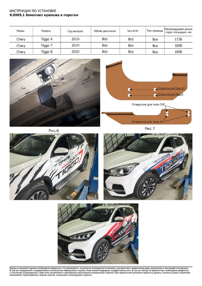 Пороги Chery Tiggo 4 I рестайлинг  (подножки, площадки) A173ALP.0905.1