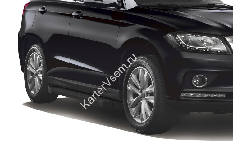 Пороги на автомобиль "Black" Rival для Haval H2 2014-2020, 173 см, 2 шт., алюминий, F173ALB.9401.1