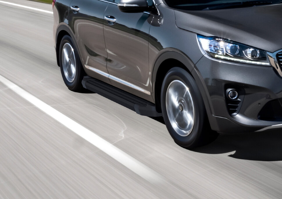 Пороги площадки (подножки) "Black" Rival для Kia Sorento III Prime рестайлинг 2017-2020, 180 см, 2 шт., алюминий, F180ALB.2803.4 с доставкой по всей России