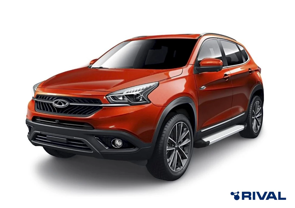Пороги на автомобиль (подножки) "Silver" Rival для Chery Tiggo 8 2020-н.в., 180 см, 2 шт., алюминий, F180AL.0905.1
