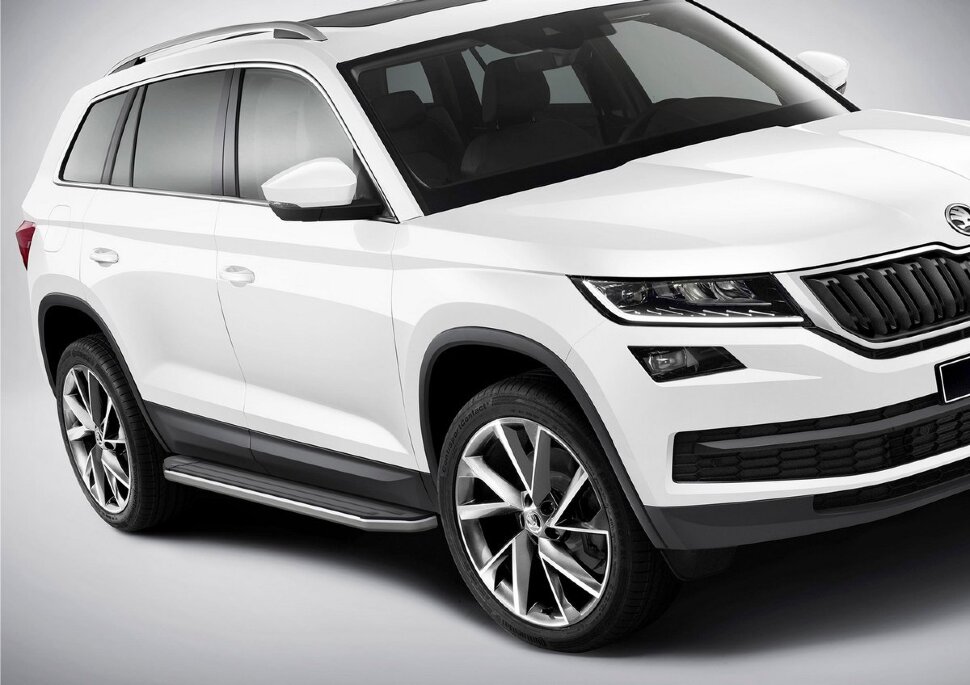 Пороги площадки (подножки) "Premium" Rival для Skoda Kodiaq 2017-н.в., 180 см, 2 шт., алюминий, A180ALP.5102.2 купить недорого
