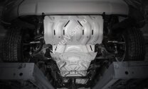 Защита радиатора, картера, КПП и РК Rival для Mitsubishi Pajero Sport III 2016-2021 2021-н.в., штампованная, алюминий 4 мм, с крепежом, 4 части, K333.4046.3