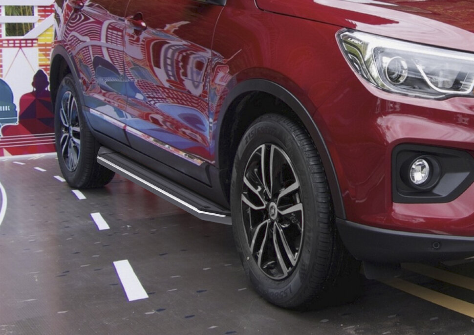 Пороги площадки (подножки) "Premium" Rival для Lifan X70 2017-н.в., 173 см, 2 шт., алюминий, A173ALP.3305.1 с доставкой по всей России