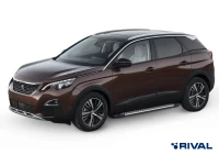 Пороги на автомобиль (подножки) "Bmw-Style круг" Rival для Peugeot 3008 II 2016-н.в., 180 см, 2 шт., алюминий, D180AL.4301.1