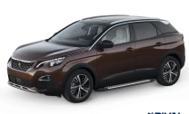 Пороги на автомобиль (подножки) "Bmw-Style круг" Rival для Peugeot 3008 II 2016-н.в., 180 см, 2 шт., алюминий, D180AL.4301.1