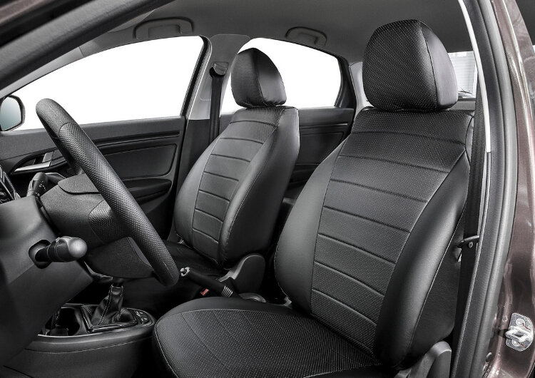 Авточехлы Rival Строчка (зад. спинка 40/60) для сидений Hyundai Solaris I седан 2010-2017/Kia Rio III седан 2011-2017, эко-кожа, черные, SC.2801.1