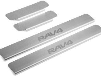 Накладки на пороги Rival для Toyota RAV 4 XA30 2005-2010, нерж. сталь, с надписью, 4 шт., NP.5713.1