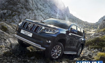 Защита переднего бампера d76+d57 + комплект крепежа, RIVAL, Toyota Land Cruiser 150 Prado 2017-